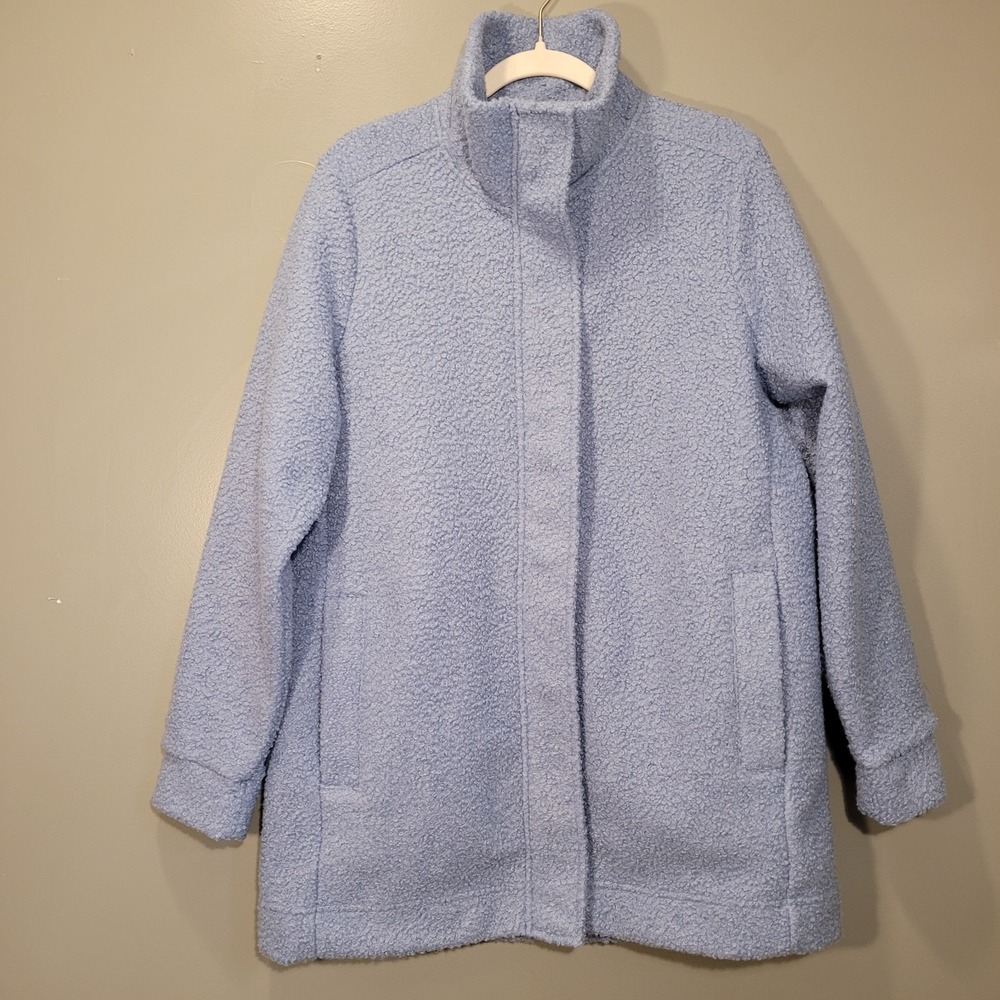 Lands' End Boucle Fleece Coat, Women's‎ Size L 14/16, Light Blue